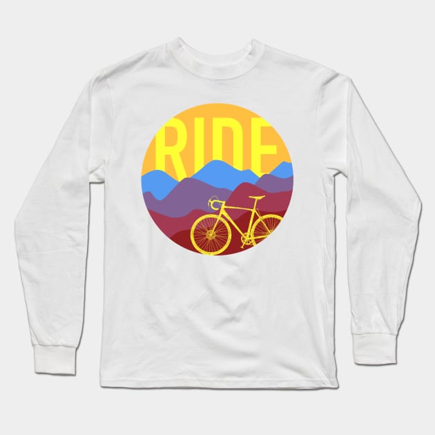 Ride - Cyclocross Bicycle Retro Colors Long Sleeve T-Shirt by TheWanderingFools